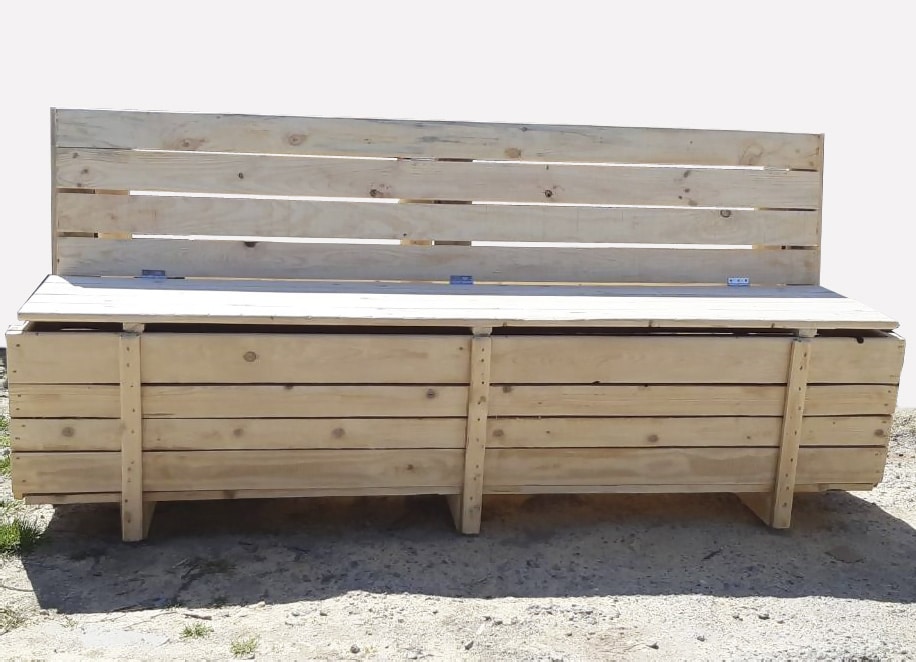 Záhradná drevená lavica s úložným priestorom, exteriér, záhrada, urob si sám
