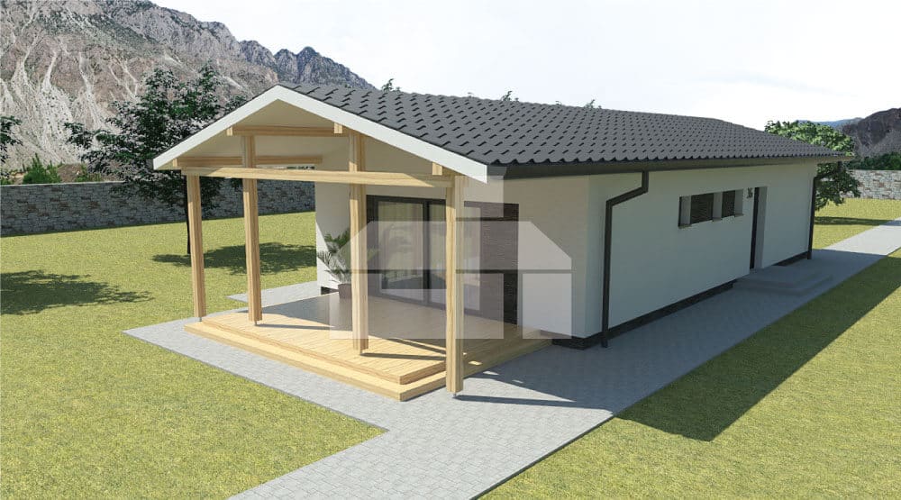 Úzky trojspálňový montovaný bungalov dom č 36 keramický montovaný dom