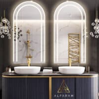 Sada dvoch poloovalnych kupelnovych zrkadiel s osvetlenim kit koria led