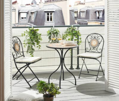 Súprava posedenia na balkón s kamennou mozaikou