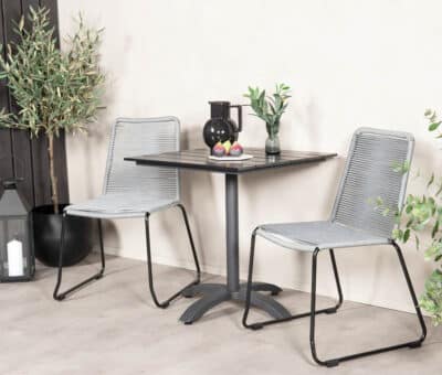 Lindos sivo čierna stolová súprava na balkón