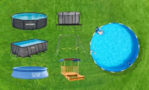 Bazény, preliezky, hojdačky na záhrade pre deti