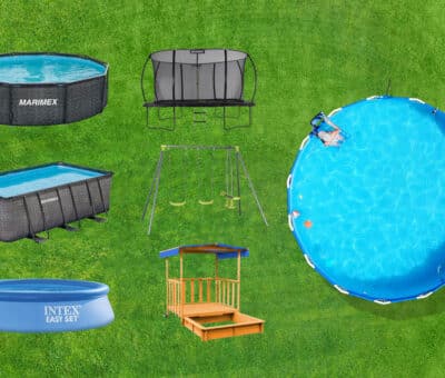 Bazény, preliezky, hojdačky na záhrade pre deti
