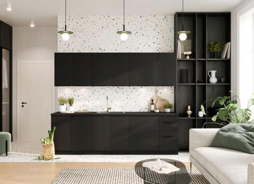 Čierna kuchynská linka MINA, osobitosť a luxusný nádych