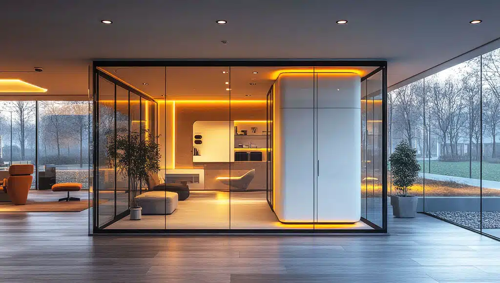 Sklenené priečky dávajú vyniknúť materiálom, tvarom aj detailom