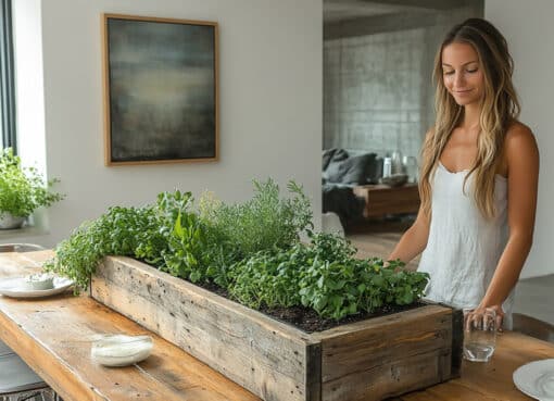 Bylinkový záhon pri terase domu alebo bytu